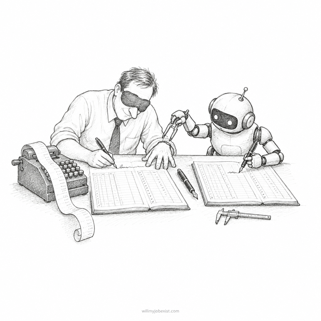 Pencil cartoon about a Accountant