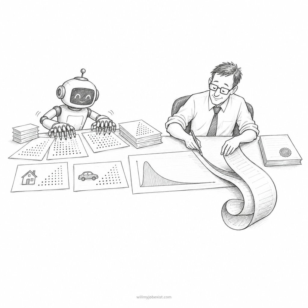 Pencil cartoon about a Actuary