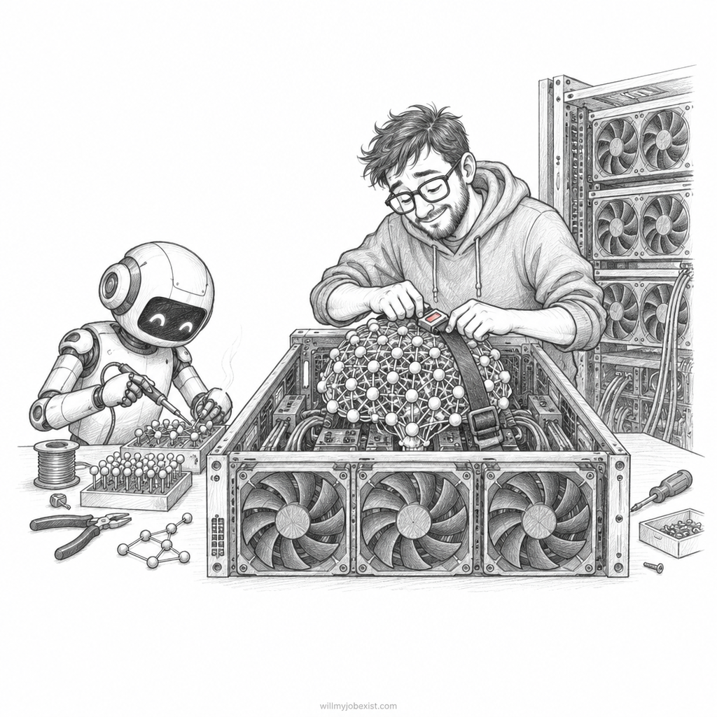 Pencil cartoon about a AI Developer