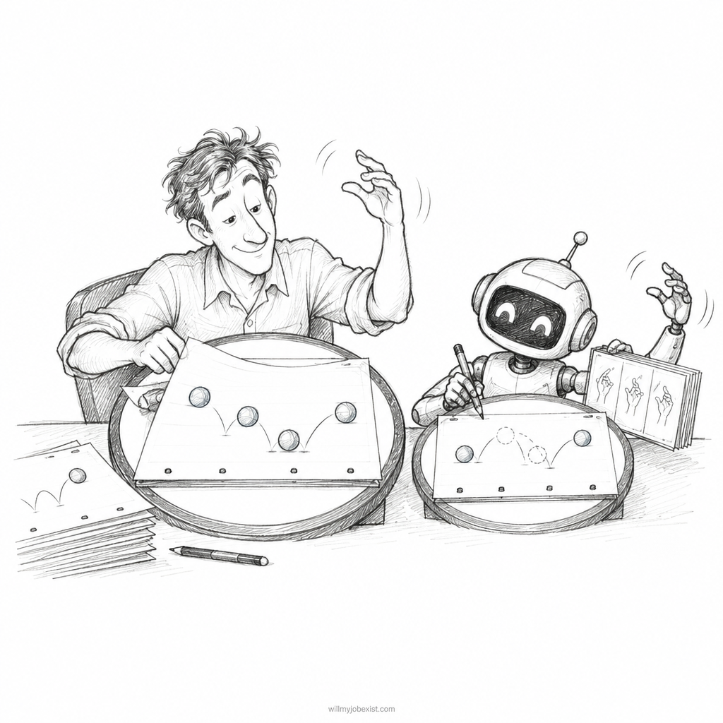 Pencil cartoon about a Animator