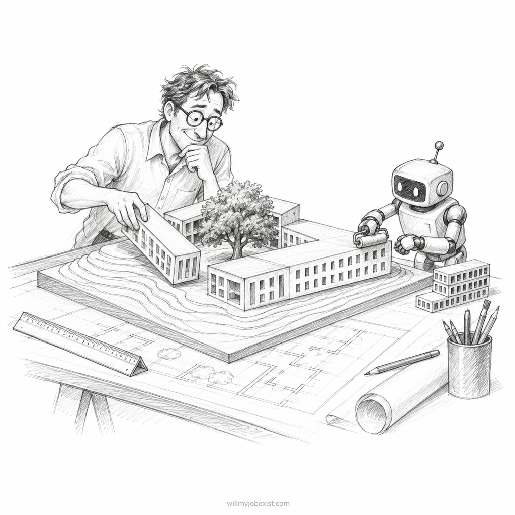 Pencil cartoon about a Architect